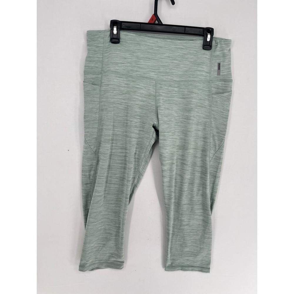 RBX Live Life Active Women 1X Sage Green Heather Capri Leggings Pockets HighRise